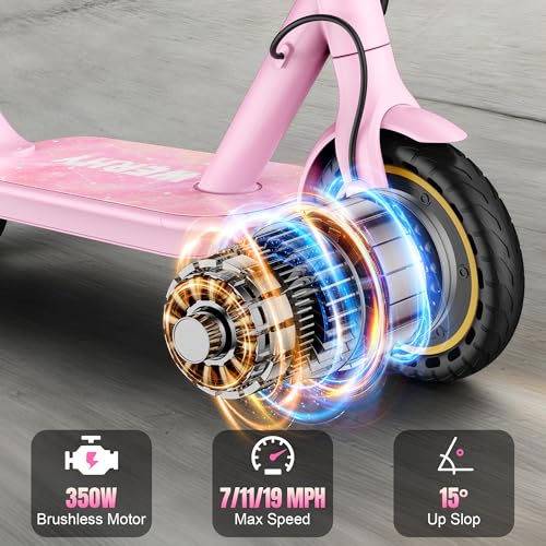 Image of Electric Scooter, 350W Strong Motor, Up to 19 MPH, E /D /S 3 Gear Speed, 15 Miles Range, Foldable Lightweight E-Scooter with 8.5 Inch Tires, Smart APP