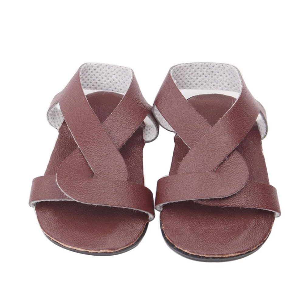 Uterui 18in Doll Sandals 46cm American Doll Brown Flat Shoes Costume Accessory
