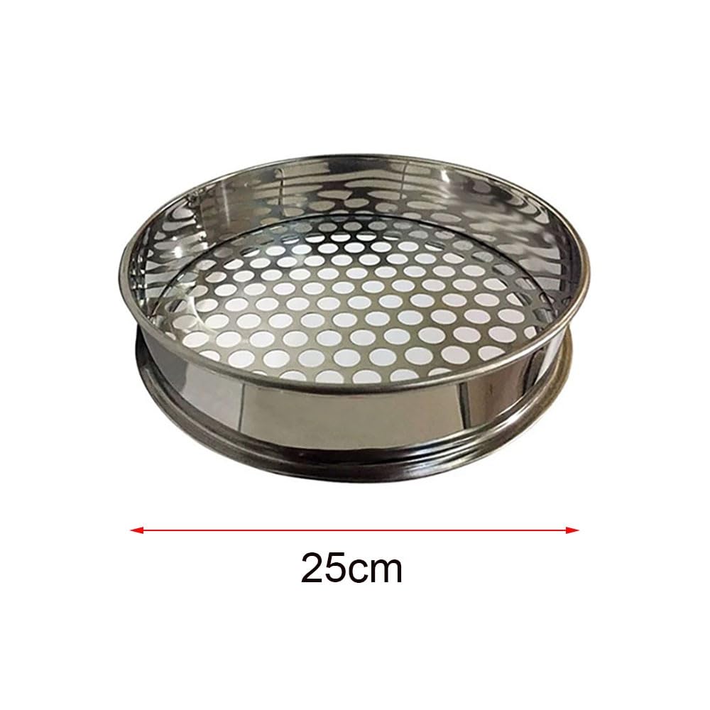 Tamiz de alimentos SUS redondo 304 de 25 cm: tamiz duradero for harina, frijoles y frutas(2mm)