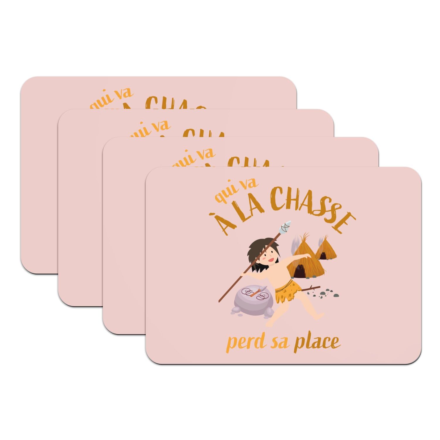 Lot de 4 sets de table dessous en caoutchouc rose grand format