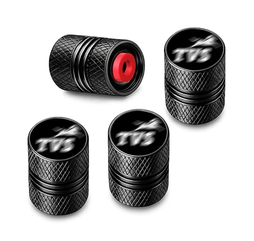 Image of Metal Tyre Valve Caps (Set of 4) | Laser Engraved | Anti-Leak O-Ring | Stylish Air Stem Covers | Universal Fit | Compatible with TVS Bikes & Scooters - Apache, Raider, Ntorq, Jupiter, XL100 & More