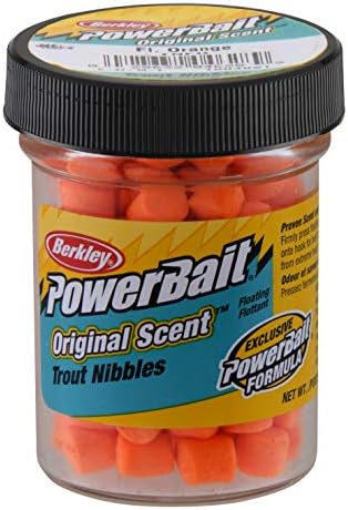 Berkley PowerBait Trout Nibbles Fishing Dough Bait, Fluorescent Orange, 1.1-Ounce