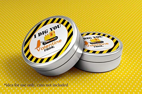 I Dig You Construction-Themed Valentine Party Favor Sticker Labels, 40 2