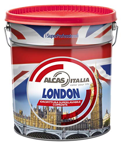 Alcas london idropittura super lavabile bianca coprente per interni 14lt