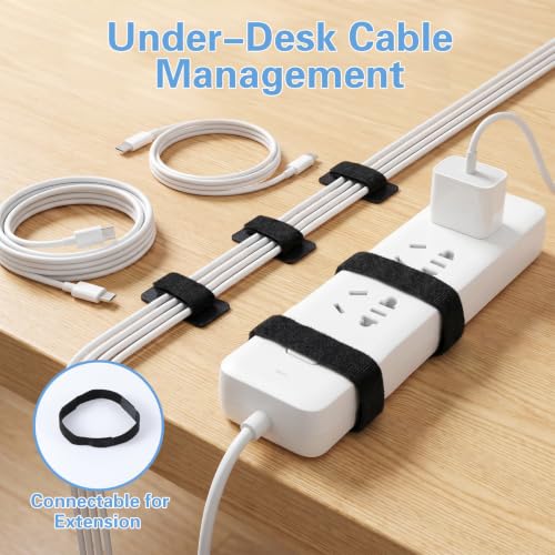 41 piezas de abrazaderas para gestión de cables autoadhesivas | Organizador de cables para escritorio, 3 tamaños, correas reutilizables de nailon y poliéster miniatura 6