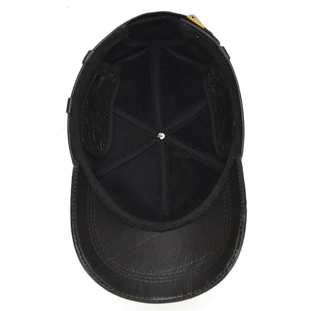 Męska skórzana zimowa czapka baseballowa solidna oryginalna outdoorowa regulowana czapka taty