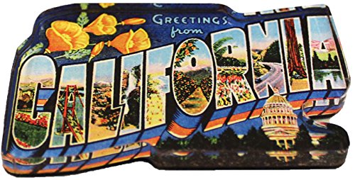 California - Greetings from California Postcard Acrylic Magnet (3" x 2")