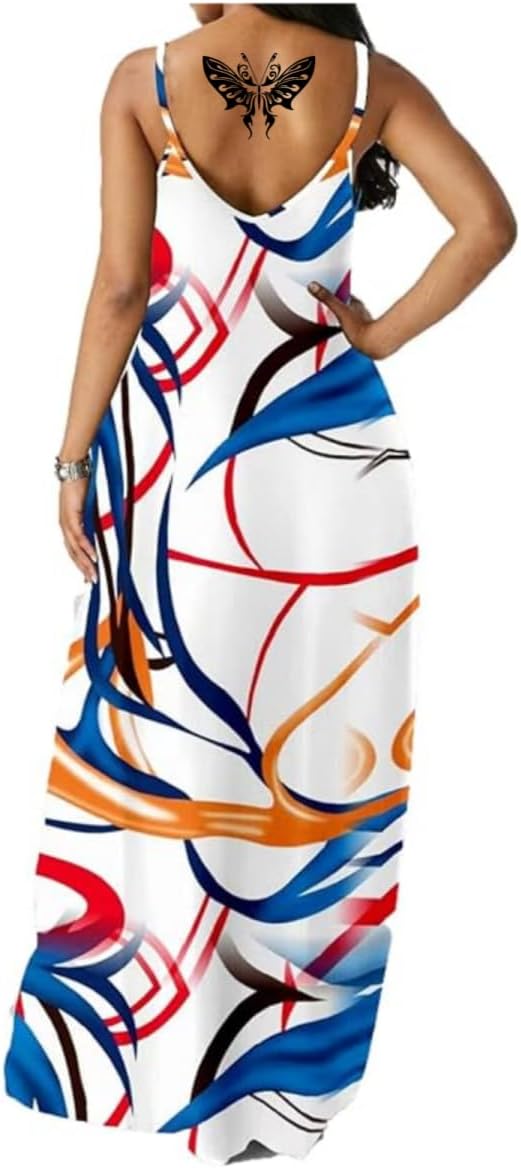 Fussangshu Women's Summer Maxi Dress Long Dress Casual Boho Sleeveless Strap Smocked Tiered Long Beach Sun Dresses - Image 2