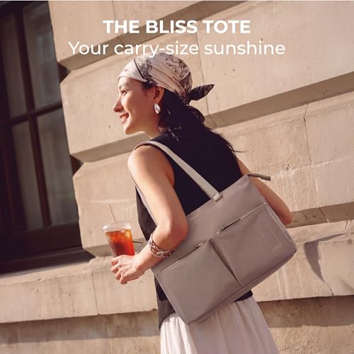 Image of MOKOBARA The Bliss Tote Bag for Women | Premium Nylon & Vegan Leather Office Handbag | Fits 15.6 Inch Laptop | Water Resistant Shoulder Bag with Detachable Strap