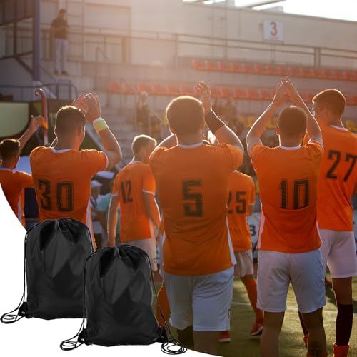 Prasacco 2 Pcs Drawstring Bags Drawstring Backpack Black Draw String Bag Cinch Bag String Backpack for Men Women Sports Gym Travel Swimming Beach - Image 6