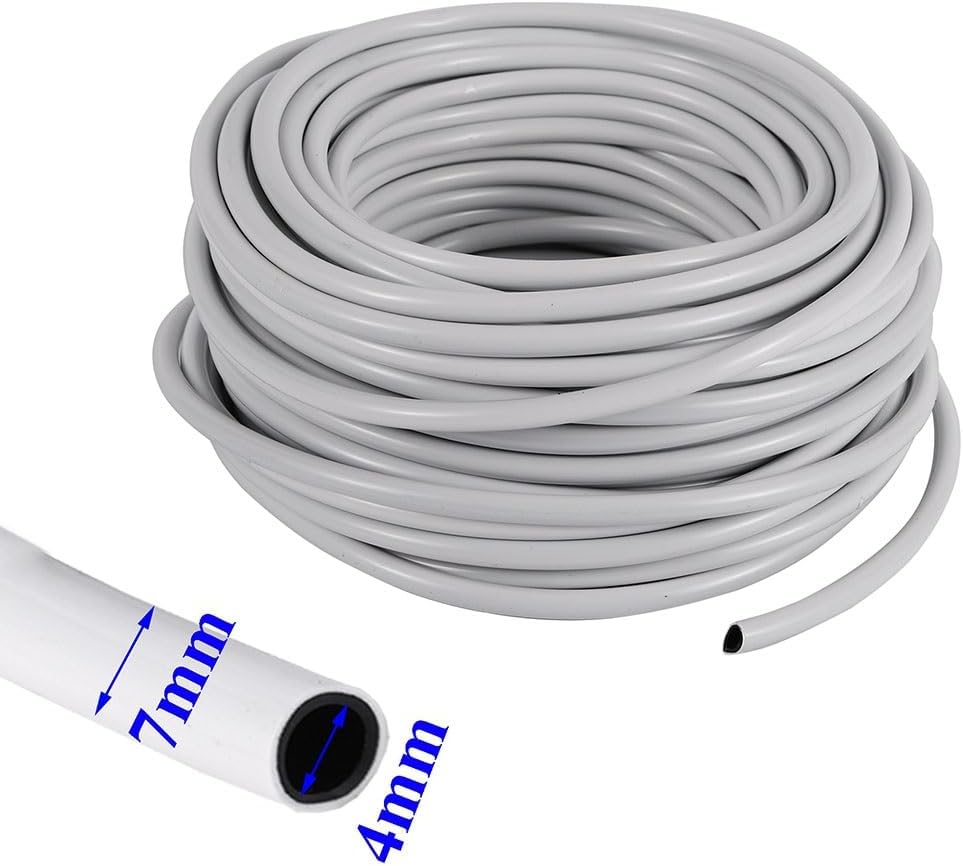 3/5mm 4/7mm PVC Garden Hose - 8/11mm Flexible Water Pipe, Drip Irrigation Tubing for Plants/Flower Bed, Kink-Resistant Durable(20meter,4mm/7mm)