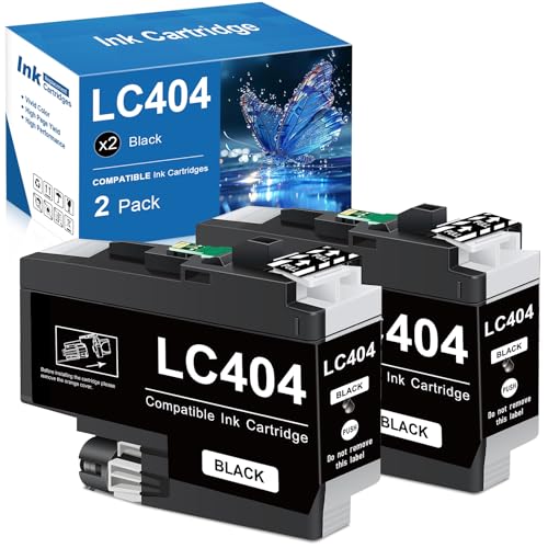 Compatible LC404 Ink Cartridges Black Replacement for Brother LC404BK Ink Compatible for Brother MFC-J1205W J1215W Printer, 2 Black LC404 Black Ink by Yongairuink - Used condition - CA$15.11