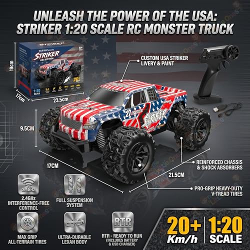Image of The Little Ones RC Car - RC 4x4 Wheel 20 KPH Off-Road Truck Drive High-Speed Double Sided 2.4GHz Remote Control Drift Stunt Cars 360 Rotation Toys for Kids & Adults [Scale 1:20][POWERX RC]