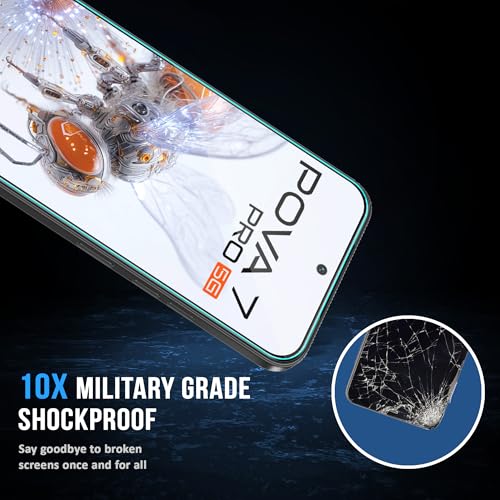Image of ArmourPro Military Grade Gorilla Tempered Glass Screen Protector for Tecno Pova 7 and Pova 7 Pro 5G (6.78 Inch) With Easy Installation Kit| Edge-To-Edge Protector Coverage |Black