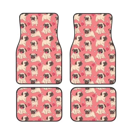 Alfombrillas de coche de pug de alta calidad juego de 4 alfombrillas duraderas