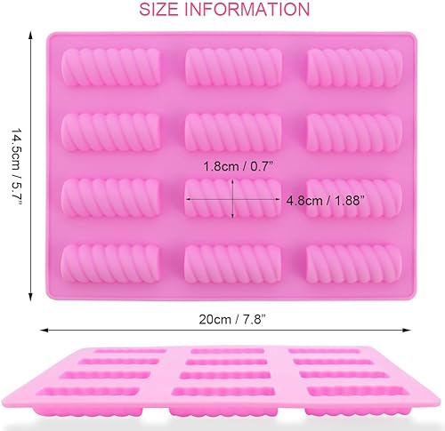 Miniatura 2 de 2 paquetes de moldes cilíndricos de silicona cilíndrica rosa para hacer chocolate, 12 cavidades, 8.5 fl oz, molde para hornear cilindro 3D para