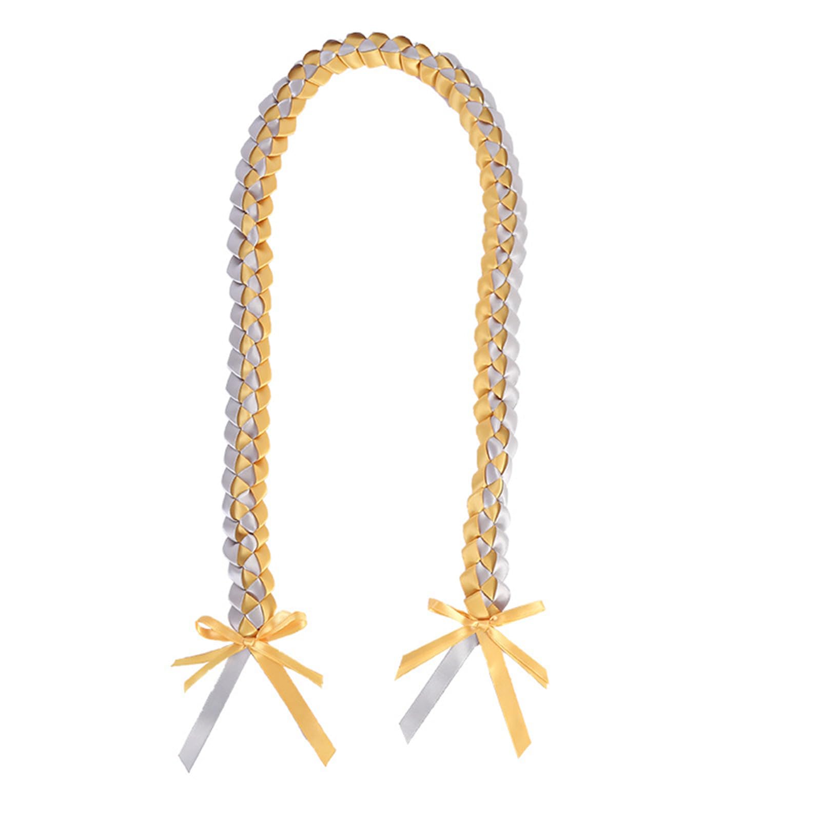 Yrohgkpn White Yellow Modern Double Layer Graduation Ribbon Pendant String Braided Rope Wreath Delicate Graduation Ribbon Leis Double Layer