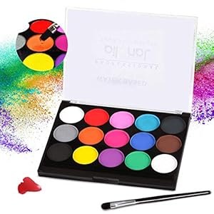 Janolia Pintura Facial, Pintura Corporal con 15 Diversas Colores, Maquillaje para Cuerpo Professionale, Pinturas Cara…