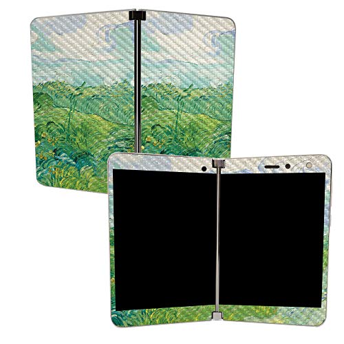 MIGHTY SKINS MightySkins Carbon Fiber Skin for Microsoft Surface Duo - Green Wheat Fields | Protective, Durable Textured Carbon Fiber Finish | Easy to Apply | Made in The USA
