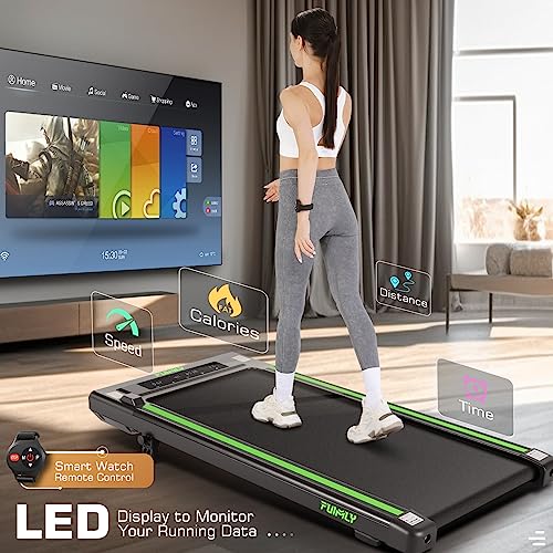 Image of FUNMILY Walking Pad with Incline 8%, 3.5HP Under Desk Treadmills for Home Office Apartment Dorm, 400lbs Capacity, LED Display, Portable Compact Space-Saving Design, Quiet Walking Pad Treadmill