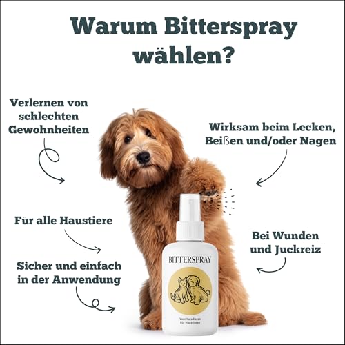 Sensipharm Bitterspray 100ml - Bittertropfen ohne Alkohol für Hunde und Katzen, Anti-Kau und Lecken Spray, Katzen Fernhaltespray Hunde für Möbel, Abwehrspray für Haustiere mit Bitteren Geschmack
