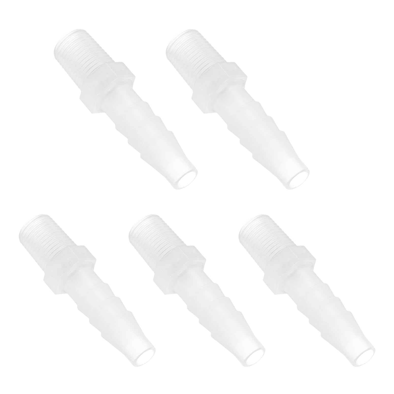 M METERXITY 5-Pack Garden Hose Adapter, 6.4mm x G1/8" Male Threaded Plastic Garden Hose End Connector Fittings for Outdoor Watering/Car Washing/Irrigation Systems [Translucent]