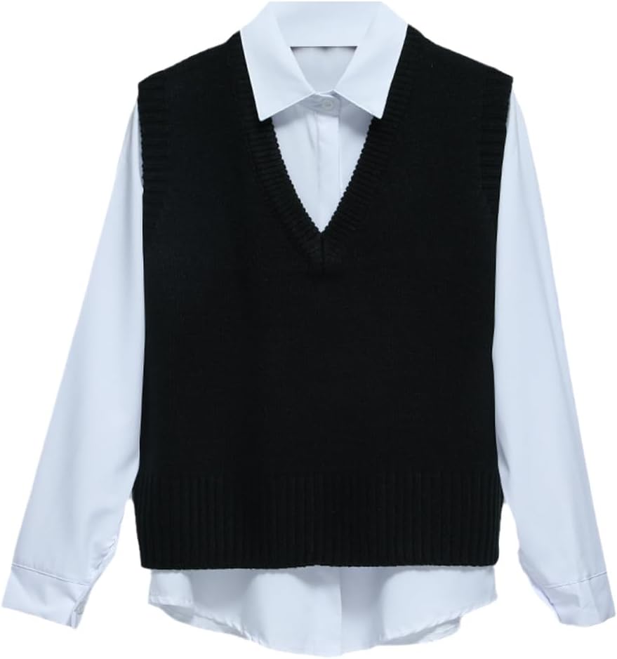 Women Girl Knitted Vest Autumn Winter Sleeveless Pullover Sweater