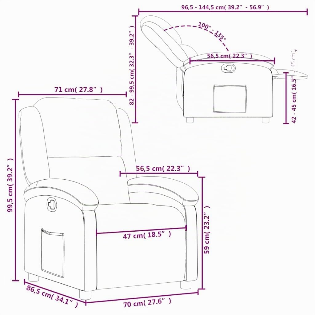 vidaXL Fauteuil inclinable en Similicuir Noir