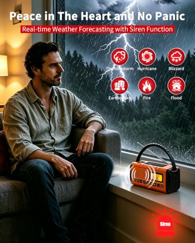 Hand Crank Emergency Radio Am Fm-10000mAh/37000mWh NOAA Weather Radio - Image 4