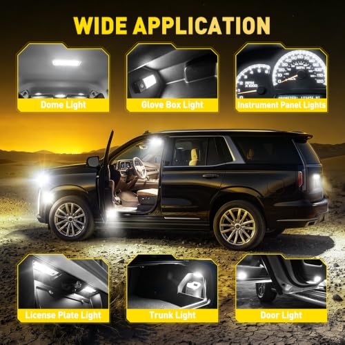 Image of AUXITO BA9S LED Bulb White, BA9 1895 53 57 T4W 64111 LED Replacement Bulb, Mini Size Plug & Play Car Interior Light for Dashboard, Instrument Panel, Dome, Map, Glove Box Lights, License Plate Light