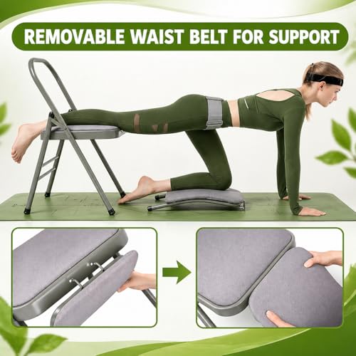 Image of Yoga Chair Foldable with Back Support Meditation Chair for Stretching Lumbar Support Yoga Chair for Back Pain Home Workout Men and Women Yoga Props Chairs (79Lx46Wx82H CM)