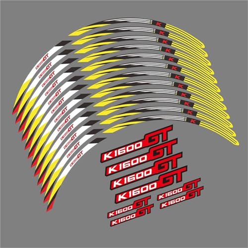 Autocollant de roue moto étanche anti-décollement jaune pour jante BMW K1600GT 17"