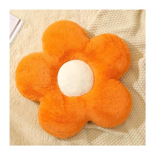 椅子 クッション リトルデイジーフラワークッション フラワープラッシュピローシートクッション ウサギふわふわお昼寝枕 背もたれクッション シートクッション(Orange,35x35cm)
