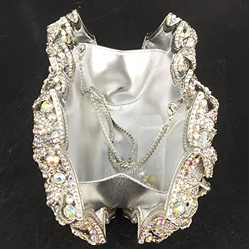 Image of Boutique De FGG Mini Flower Evening Bags For Women Formal,Party Rhinestone Clutch Purses,Wedding Floral Crystal Clutch Bag