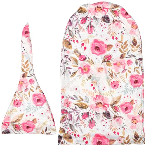 PACKOVE 2 Juegos Conjunto De Abrigo Con Estampado De Bebé Envolver Con Sombrero Mantas Arrullos Para Mantas Arrullo Niña Para Recién Nacido Para Bebé Poliéster