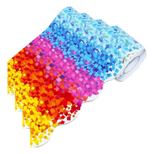 Image of ERKE 60 Feet Bulletin Board Borders, Confetti Scalloped Rolled Border Trim for School, Classroom & Offices (Pack of 4)