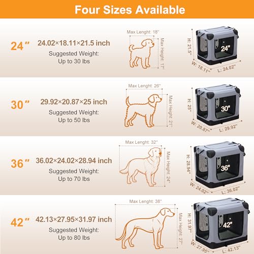 Image of NEWBULIG Collapsible Dog Crate 42 Inch, Portable Travel Crate for Dogs and Cats, Soft Foldable Pet Kennel with 3-Door Mesh Windows Indoor & Outdoor