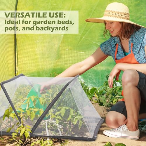CrystalSylara 4 Pack 15.7 x 15.7 x 31.5 Inch Mesh Plant Cover Plant Covers for Raised Beds Foldable Raised Bed Cover Plants Net Cage with Stakes & Carry Bag for Garden Plants Greenhouse Vegetable by CrystalSylara - Image 6