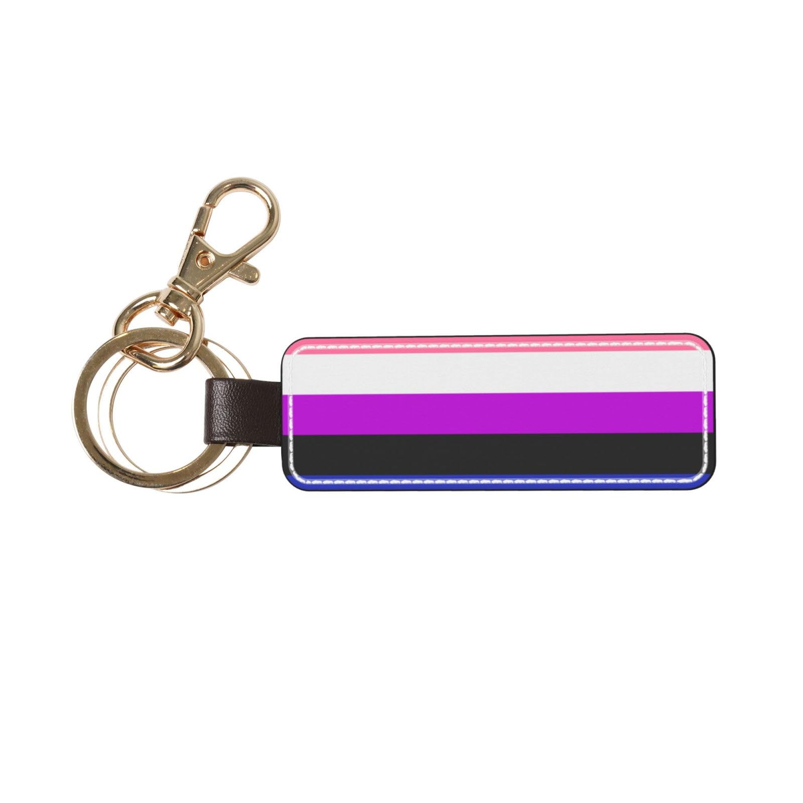 Tcoay Unisex As Picture 1 Pcs Rectangular Leather Keychain,Key Chain Ring Holder,Mini Pendant Crafts,Diagonally Genderfluid Pride Flag