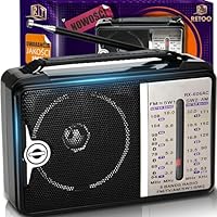 Retoo Radio Tragbares, Retro Radio, Vintage Radio, Hohe Lautstärke, traditionelles Radio mit 3 Frequenzen AM/FM/SW, FM 64–108 MHz, Mittlere Größe 155 x 55 x 100 mm mit AA-Batterie