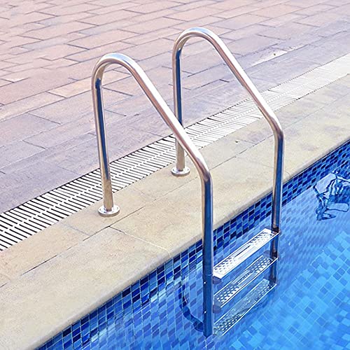 Escalera para piscina de acero inoxidable con 3 peldaños antideslizantes miniatura 1
