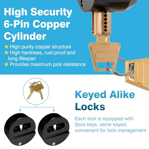 Image of IRONWALLS 2 Pack Puck Locks, 2-7 /8' Hidden Shackle Padlocks with Hasp, Solid Steel Latches for Containers, Black Heavy Duty Hidden Shackle Locks for Trucks, Gates