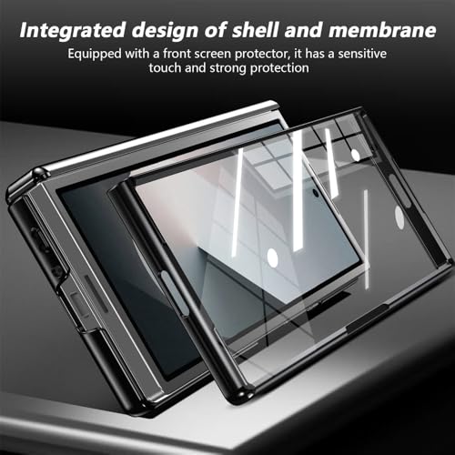Coque Samsung Galaxy Z Fold 5 magnétique avec support rotatif à 360° et protection charnière rouge - 4