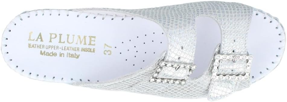 La Plume Women's Jen Sandal Silver Snake Print 3.9 M