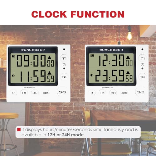 RileyFine KT002 Civil Digital Timer, Countdown-Funktion, Uhrfunktion, Speicherfunktion, zum Kochen in der Küche, zum Lesen, für Bürobesprechungen, Trainingstiming usw. (White)