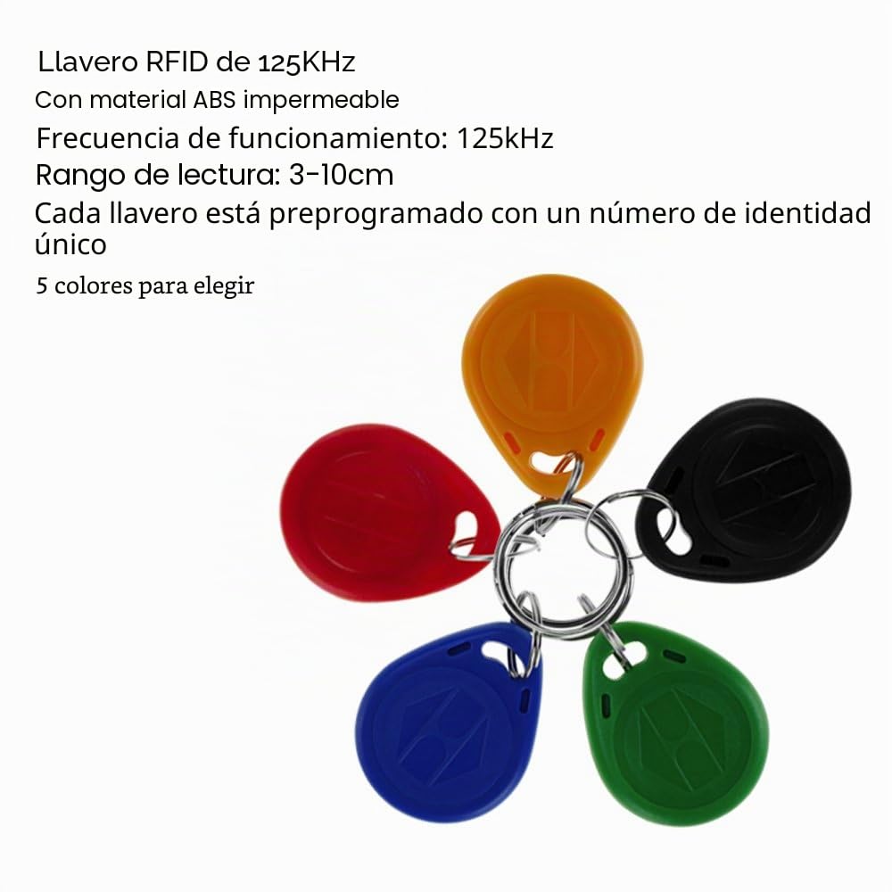 RFID 125KHz Access Control Key Card EM4100 TK4100 Llavero Smart ID Keycard para Puerta Sistema de Bloqueo eléctrico NFC Token Tag (Paquete de 10)