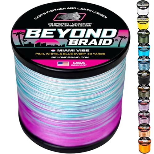 Image of Beyond Braid Braided Fishing Line -Super Strong - Abrasion Resistant - No Stretch -Blue Camo, Moss Camo, White, Green, Pink, Blue, 4 Strand 8 Strand