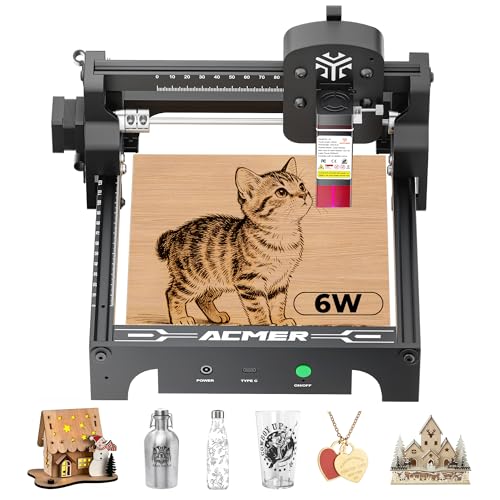 Image of ACMER S1 Laser Engraver 6000mW, Compact Desktop Engraving & Cutting Machine for DIY Crafts, Small Business & Makers, 130x130mm Work Area, 0.04mm Detail Engraving for Wood, Acrylic