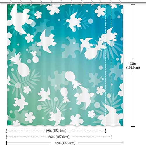 Rideau de douche bleu tortue tropicale dimensions 168 x 183 cm