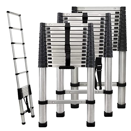 Ausziehbare 3.8M Leiter, 3.8M tragbare Ausziehleiter, Mehrzweck-Teleskopleiter mit rutschfesten Füßen, Heavy Duty Teleskopleiter für Haushalt und Außenarbeiten, 150KG Last Cover